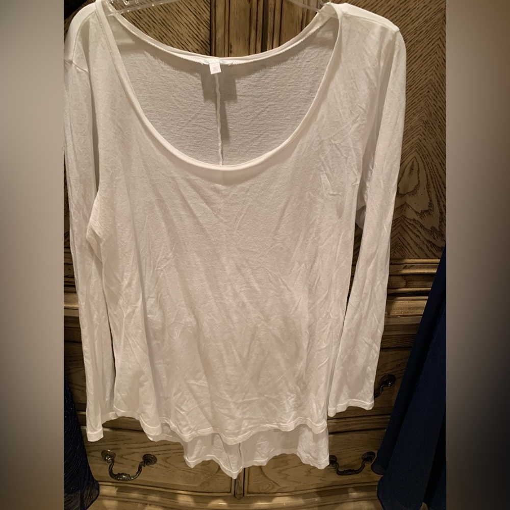 White Cotton Long-sleeved T-Shirt